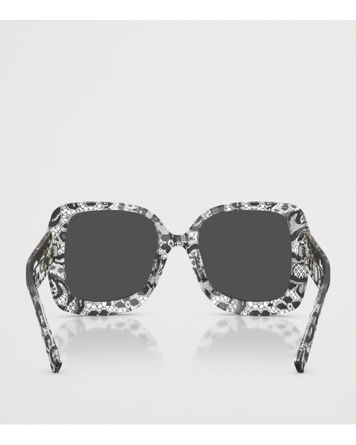 Dolce & Gabbana Gray Lace Print Square Sunglasses