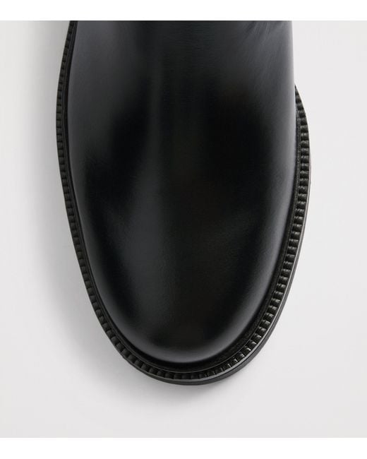 Maje Black Leather Embellished Knee Boots