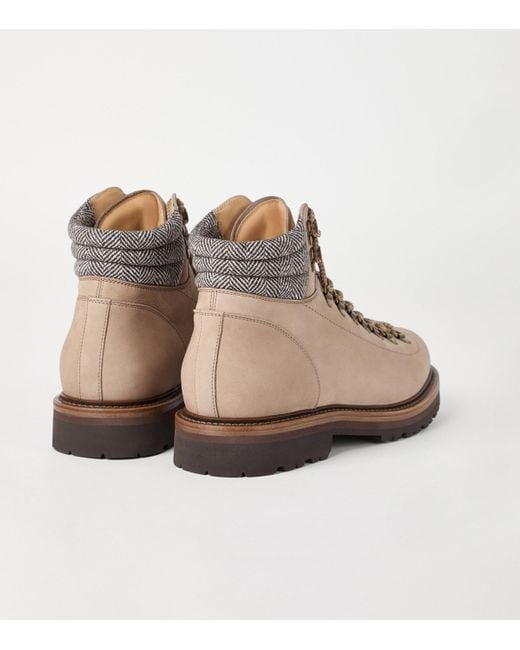 Brunello Cucinelli Brown Nubuck-Leather Ankle Boots for men