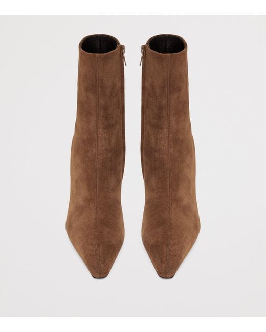 Saint Laurent Brown Suede Ashley Ankle Boots 90