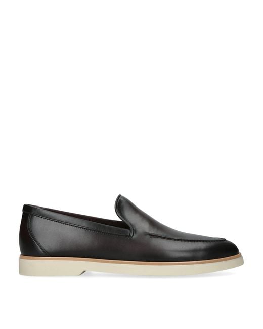 Magnanni Shoes Black Leather Calpe Loafers for men