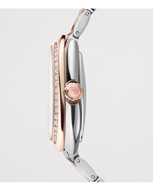 BVLGARI White Stainless Steel, Rose And Diamond Serpenti Seduttori Watch