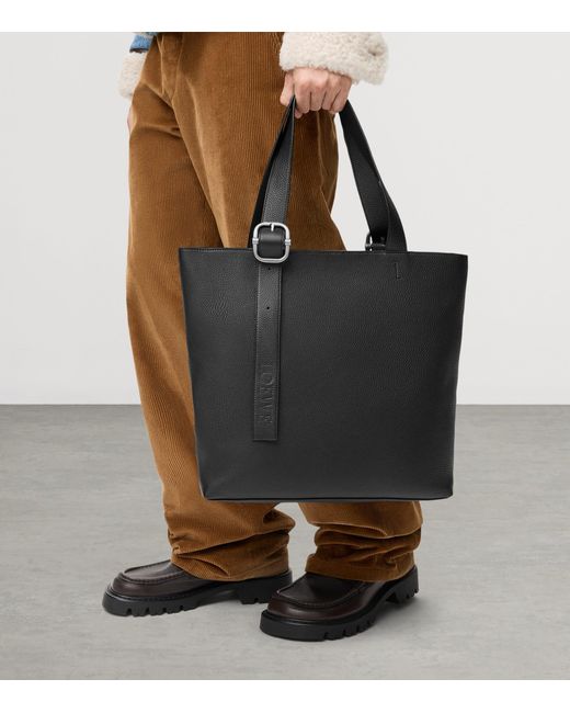 Loewe Black Grained Calfskin Loop Tote Bag for men