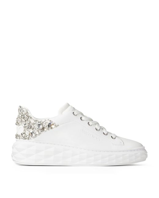 Jimmy Choo White Diamond Light Maxi Leather Sneakers