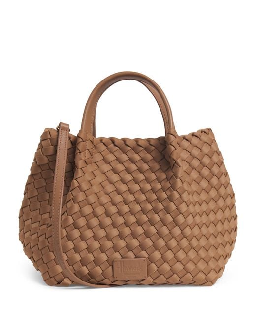 Harrods Brown Mini Neoprene Woven Tote Bag