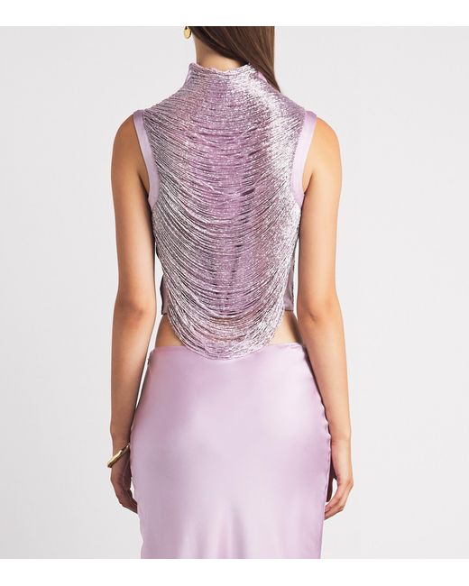 Cult Gaia Purple Beaded Taraji Top