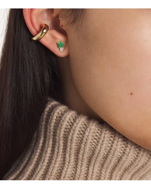 Anita Ko Yellow Diamond And Emerald Single Stud Earring
