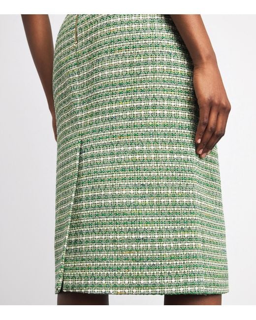 Carolina Herrera Green Tweed Pencil Skirt