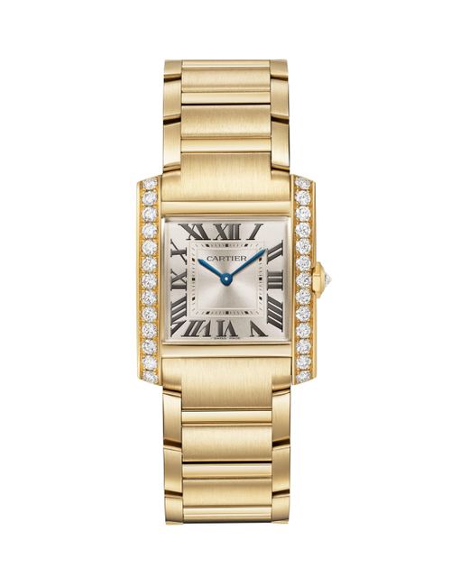 Cartier Metallic Medium And Diamond Tank Française Watch