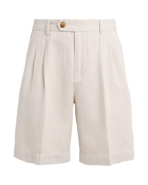 CHE White Cotton-Linen Marinos Chino Shorts for men
