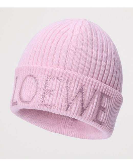 Loewe Pink Wool Logo Beanie