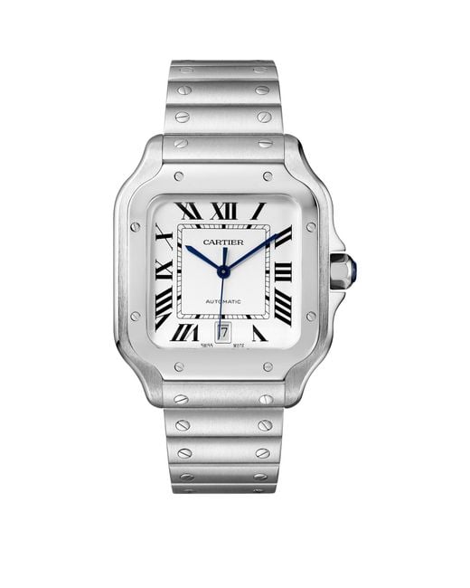 Cartier Gray Large Steel Santos De Watch for men
