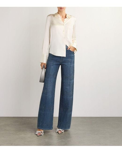 Maje Blue Embellished Wide-leg Jeans