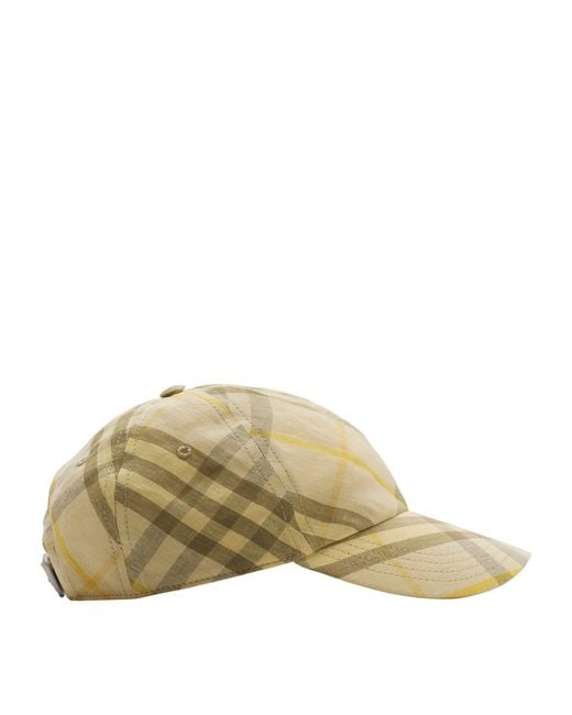 Burberry Natural Linen Check Baseball Cap for men