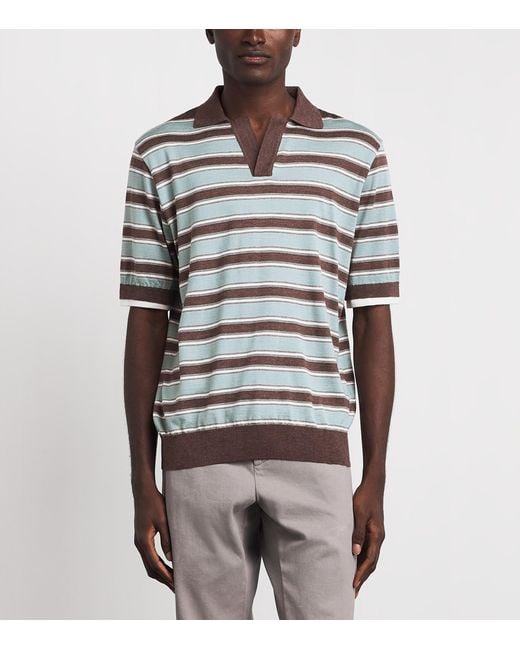 Paul & Shark Multicolor Virgin Wool-Silk Stripe Polo Shirt for men