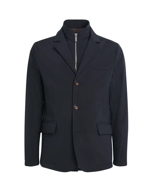 Moorer Blue Layered Borromeo Coat for men