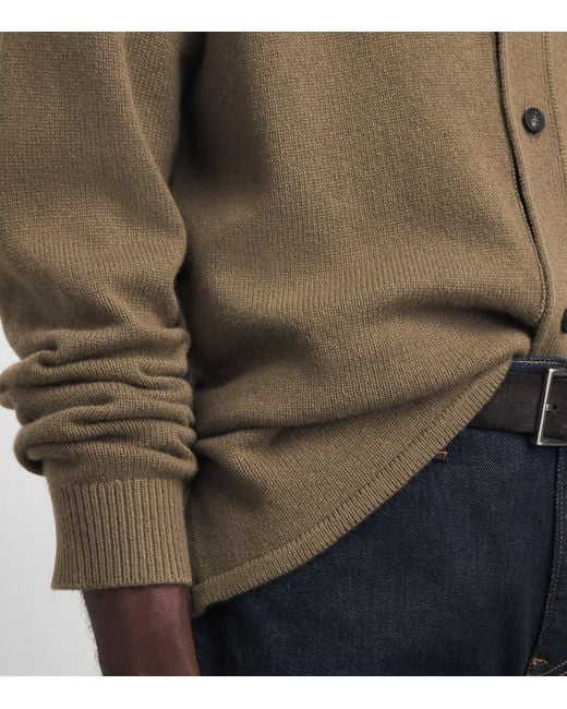 FRAME Green Wool Collar Cardigan for men