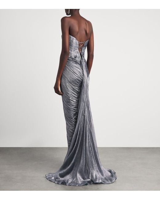 Maria Lucia Hohan Gray Silk Strapless Zephyra Gown
