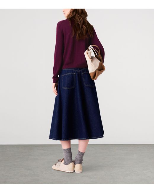 Maje Purple Wool Embroidered-Logo Cardigan