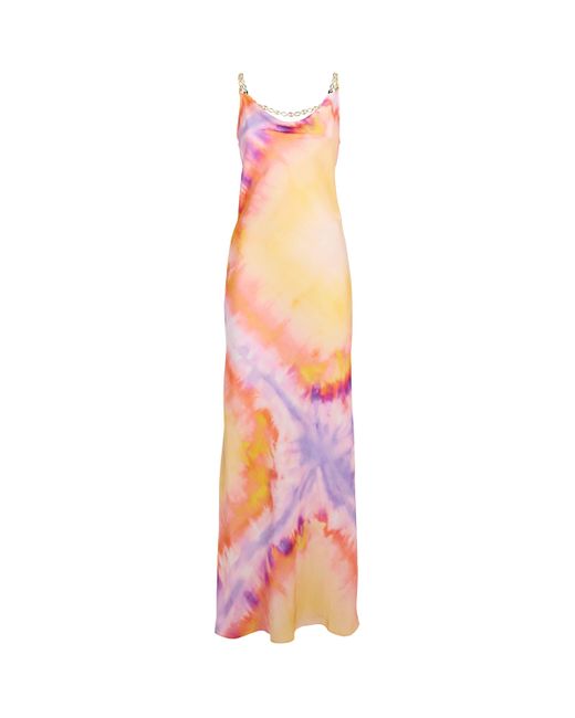 Rabanne Pink Satin Tie-Dye Maxi Dress
