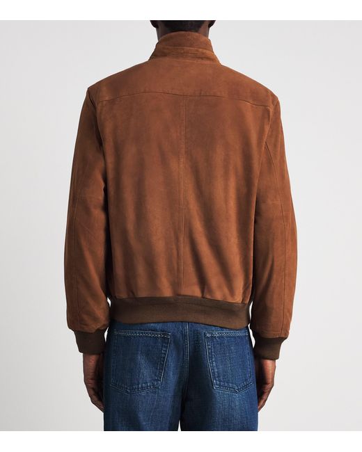 Polo Ralph Lauren Brown Goat Suede Charleton Bomber Jacket for men