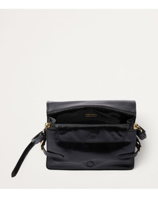 Prada Black Leather Flap Shoulder Bag