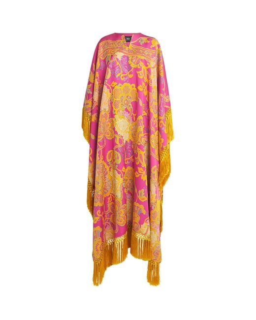 Taller Marmo Orange Fringed Pahlavi Kaftan Maxi Dress