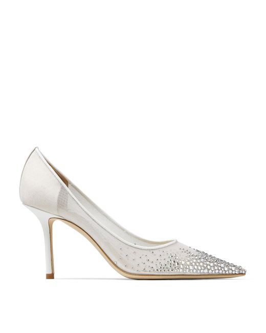 Jimmy Choo White Love 85 Embellished Pumps