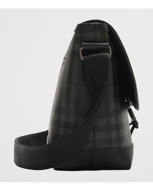 Burberry Black City Check Messenger Bag for men