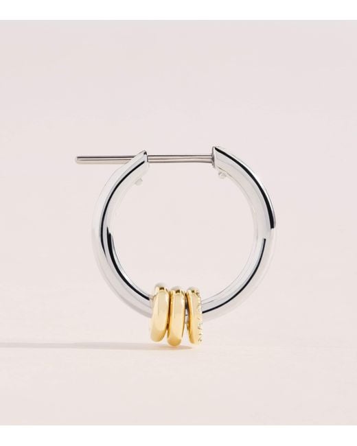 Spinelli Kilcollin Natural Sterling, And Diamond Ara Deux Hoop Earrings