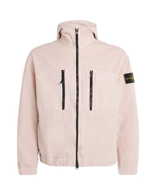 Stone Island Pink Organic Cotton Ripstop Hooded Overshirt for men
