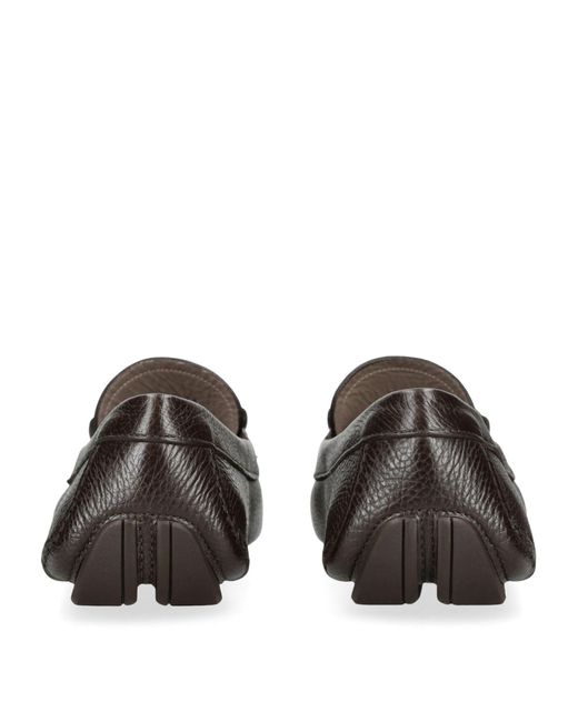 Ferragamo Brown Leather Parigi Gancho Loafers for men