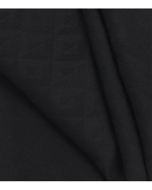 Harrods Black Wool Geometric Jacquard Scarf