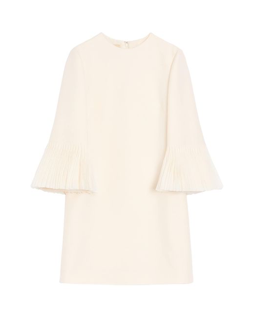 Valentino Natural Silk-Wool Ruffle Mini Dress