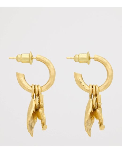 Saint Laurent Metallic Cassandre Floral Earrings for men