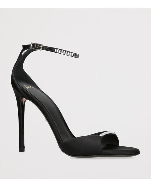 ALEVI Black Satin Ninel Xtal Heeled Sandals 110