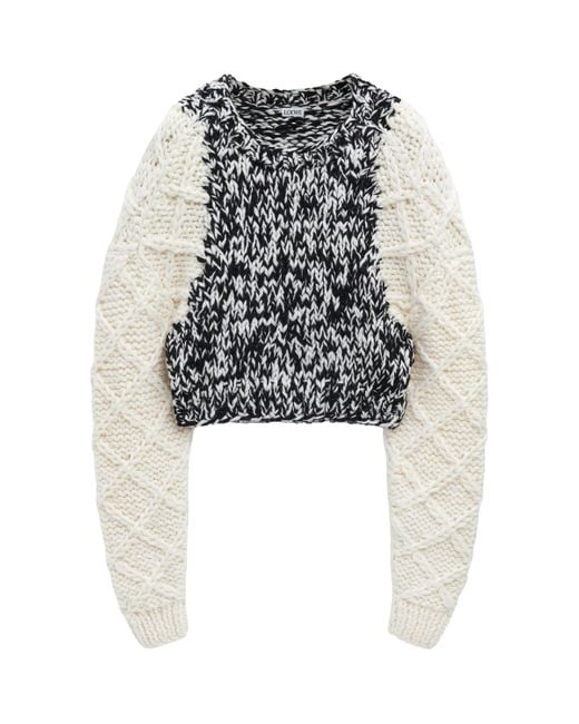 Loewe White Wool-Blend Cropped Sweater