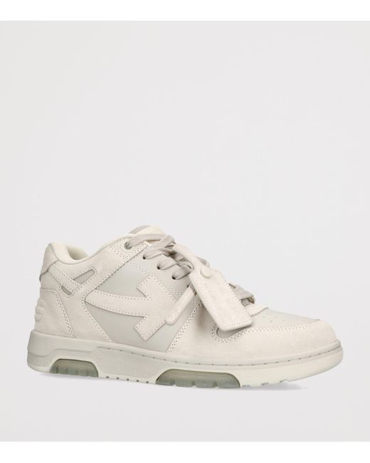 Off-White c/o Virgil Abloh Men's White Suede Out Of Office Sneakers