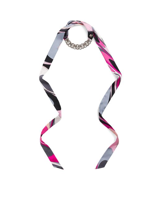 Emilio Pucci Pink Silk Onde Print Scarf Necklace