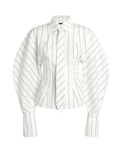 A.W.A.K.E. MODE White Cotton Poplin Striped Shirt