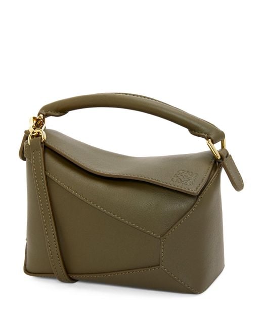 Loewe Green Mini Leather Puzzle Edge Top-Handle Bag