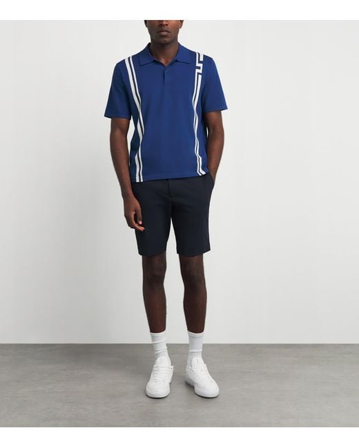 J.Lindeberg Blue Rylan Stripe Knit Golf Polo Shirt for men