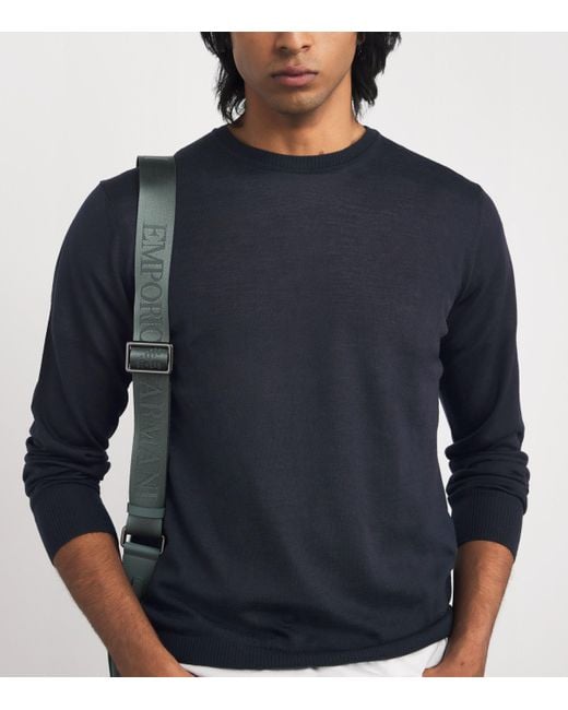 Emporio Armani Blue Virgin Wool Sweater for men