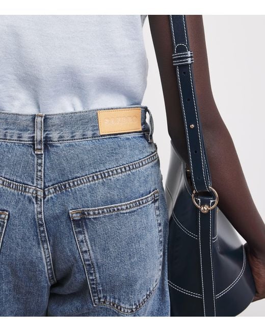 Sandro Blue Embroidered Barrel Jeans