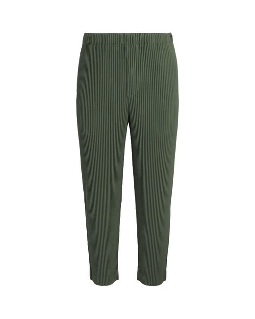 Homme Plissé Issey Miyake Green Pleated Straight Trousers for men