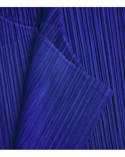 Pleats Please Issey Miyake Blue Long-Sleeve Light Wave Top