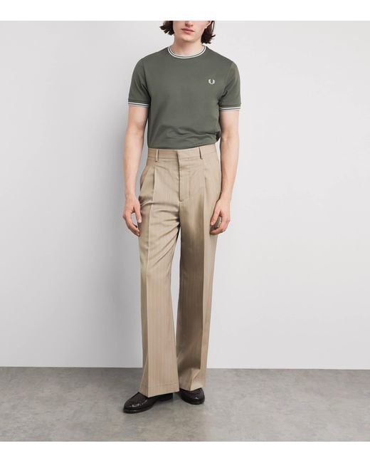 Fred Perry Gray Cotton Twin Tipped T-Shirt for men
