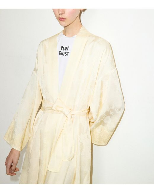 MAX&Co. Natural Satin Floral Belted Coat