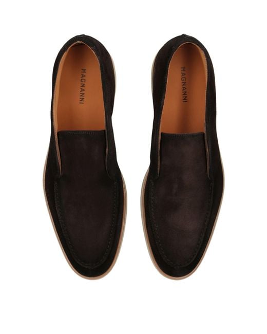 Magnanni Shoes Black Suede Paraiso Loafers for men