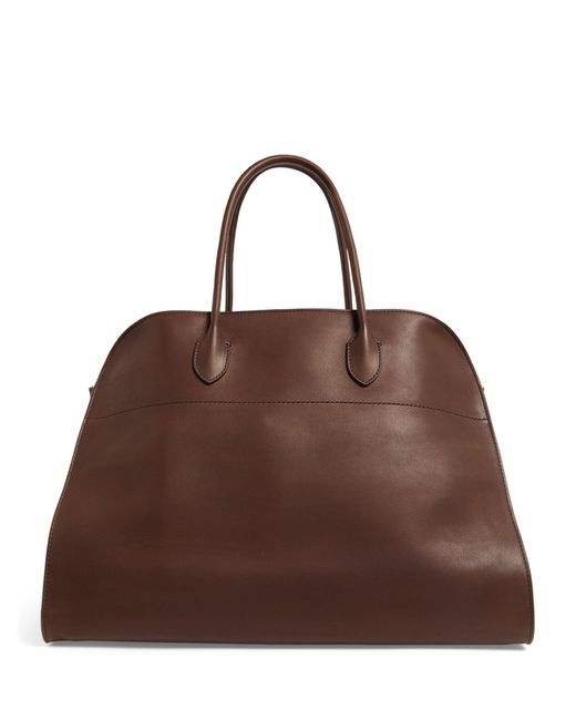The Row Brown Leather Soft Margaux 17 Top-handle Bag